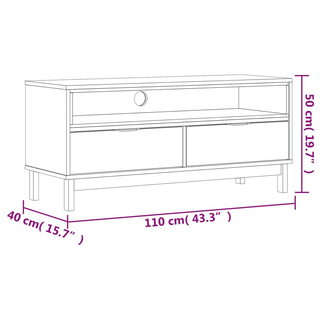 vidaXL TV Cabinet FLAM 110x40x50 cm Solid Wood Pine - Giant Lobelia