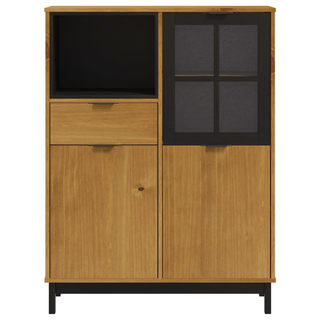 vidaXL Highboard with Glass Door FLAM 92x40x122.5 cm Solid Wood Pine - Giant Lobelia