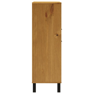 vidaXL Highboard with Glass Door FLAM 92x40x122.5 cm Solid Wood Pine - Giant Lobelia