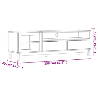 vidaXL TV Cabinet with Glass Door FLAM 158x40x50 cm Solid Wood Pine - Giant Lobelia