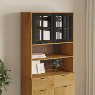 Top for Highboard with Glass Doors FLAM Solid Wood Pine - Giant Lobelia