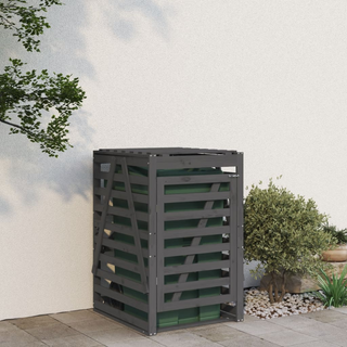 Wheelie Bin Storage Grey 84x90x128.5 cm Solid Wood Pine - Giant Lobelia