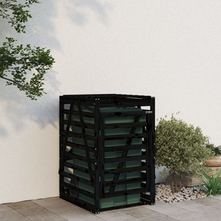 Wheelie Bin Storage Black 84x90x128.5 cm Solid Wood Pine - Giant Lobelia