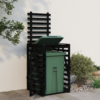 Wheelie Bin Storage Black 84x90x128.5 cm Solid Wood Pine - Giant Lobelia