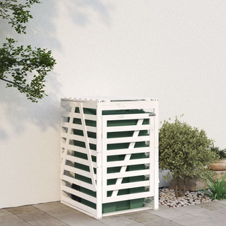 Wheelie Bin Storage White 84x90x128.5 cm Solid Wood Pine - Giant Lobelia