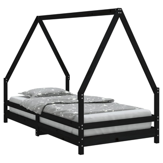 Kids Bed Frame Black 90x190 cm Solid Wood Pine - Giant Lobelia