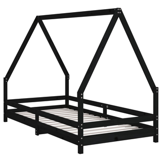 Kids Bed Frame Black 90x190 cm Solid Wood Pine - Giant Lobelia