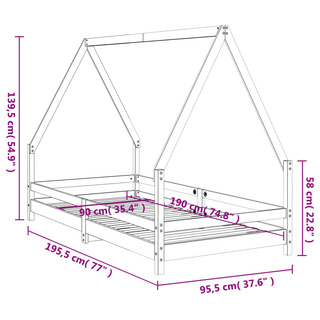 Kids Bed Frame Black 90x190 cm Solid Wood Pine - Giant Lobelia