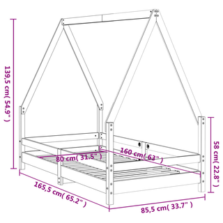 Kids Bed Frame White 80x160 cm Solid Wood Pine - Giant Lobelia