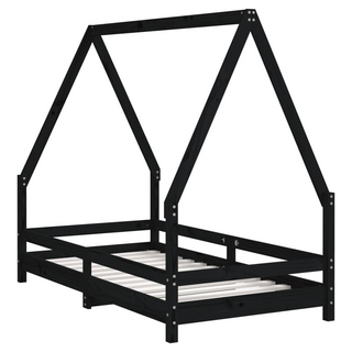 Kids Bed Frame Black 80x160 cm Solid Wood Pine - Giant Lobelia