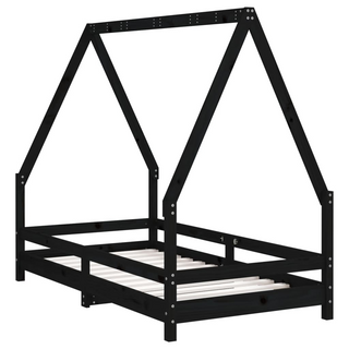 Kids Bed Frame Black 80x160 cm Solid Wood Pine - Giant Lobelia