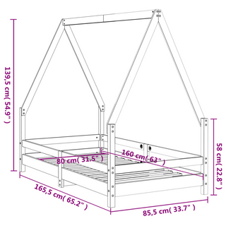 Kids Bed Frame Black 80x160 cm Solid Wood Pine - Giant Lobelia