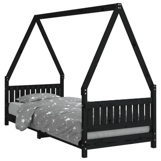 Kids Bed Frame Black 80x200 cm Solid Wood Pine - Giant Lobelia