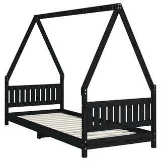 Kids Bed Frame Black 80x200 cm Solid Wood Pine - Giant Lobelia