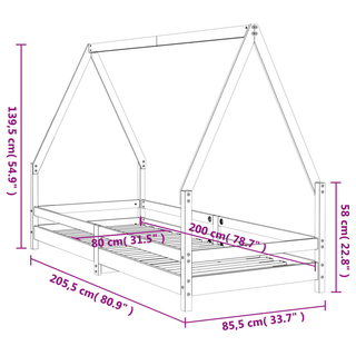 Kids Bed Frame White 80x200 cm Solid Wood Pine - Giant Lobelia