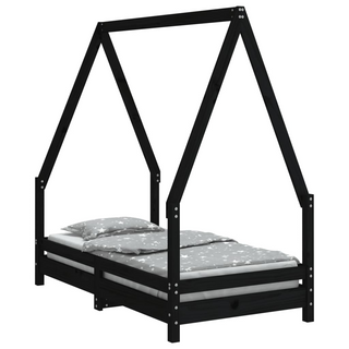 Kids Bed Frame Black 70x140 cm Solid Wood Pine - Giant Lobelia