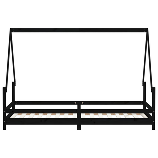 Kids Bed Frame Black 90x200 cm Solid Wood Pine - Giant Lobelia