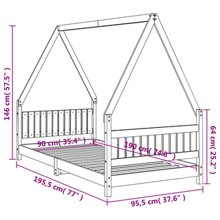 Kids Bed Frame 90x190 cm Solid Wood Pine - Giant Lobelia