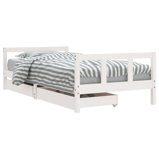 Kids Bed Frame with Drawers White 90x190 cm Solid Wood Pine - Giant Lobelia