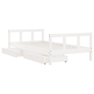 Kids Bed Frame with Drawers White 90x190 cm Solid Wood Pine - Giant Lobelia