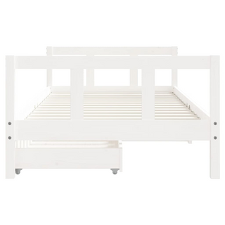 Kids Bed Frame with Drawers White 90x190 cm Solid Wood Pine - Giant Lobelia