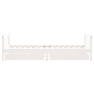 Kids Bed Frame with Drawers White 90x190 cm Solid Wood Pine - Giant Lobelia