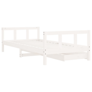 Kids Bed Frame with Drawers White 90x190 cm Solid Wood Pine - Giant Lobelia