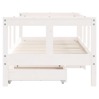 Kids Bed Frame with Drawers White 70x140 cm Solid Wood Pine - Giant Lobelia