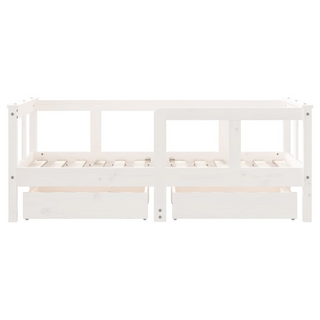 Kids Bed Frame with Drawers White 70x140 cm Solid Wood Pine - Giant Lobelia