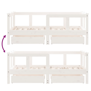 Kids Bed Frame with Drawers White 70x140 cm Solid Wood Pine - Giant Lobelia