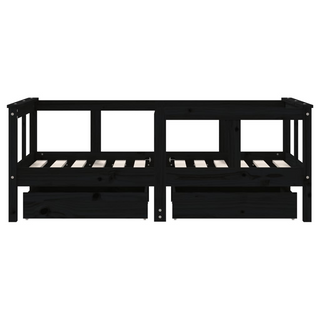 Kids Bed Frame with Drawers Black 70x140 cm Solid Wood Pine - Giant Lobelia