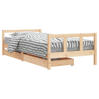 Kids Bed Frame with Drawers 90x200 cm Solid Wood Pine - Giant Lobelia