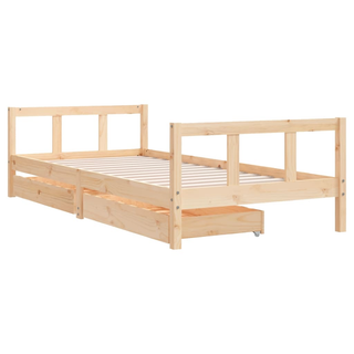 Kids Bed Frame with Drawers 90x200 cm Solid Wood Pine - Giant Lobelia