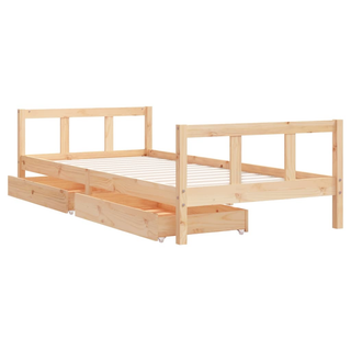 Kids Bed Frame with Drawers 90x200 cm Solid Wood Pine - Giant Lobelia