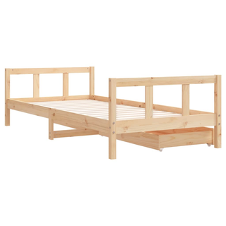 Kids Bed Frame with Drawers 90x200 cm Solid Wood Pine - Giant Lobelia