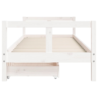 Kids Bed Frame with Drawers White 80x200 cm Solid Wood Pine - Giant Lobelia