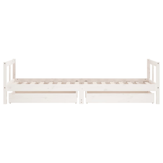 Kids Bed Frame with Drawers White 80x200 cm Solid Wood Pine - Giant Lobelia