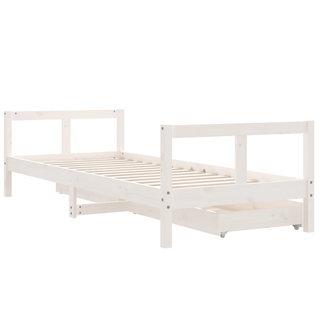 Kids Bed Frame with Drawers White 80x200 cm Solid Wood Pine - Giant Lobelia