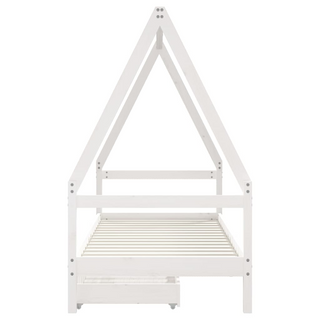 Kids Bed Frame with Drawers White 90x200 cm Solid Wood Pine - Giant Lobelia