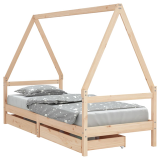 Kids Bed Frame with Drawers 80x200 cm Solid Wood Pine - Giant Lobelia