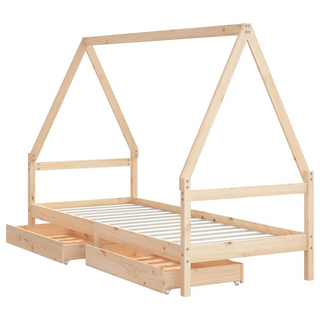 Kids Bed Frame with Drawers 80x200 cm Solid Wood Pine - Giant Lobelia