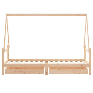 Kids Bed Frame with Drawers 80x200 cm Solid Wood Pine - Giant Lobelia