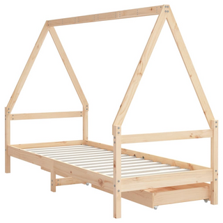 Kids Bed Frame with Drawers 80x200 cm Solid Wood Pine - Giant Lobelia