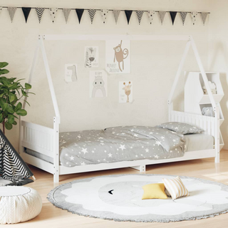 Kids Bed Frame White 90x200 cm Solid Wood Pine - Giant Lobelia