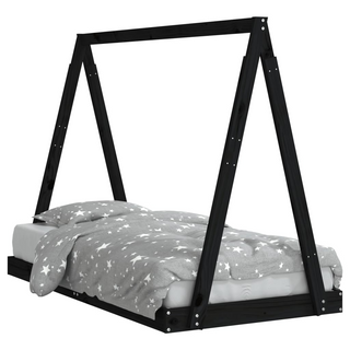 Kids Bed Frame Black 80x160 cm Solid Wood Pine - Giant Lobelia