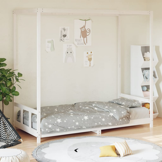 Kids Bed Frame White 90x200 cm Solid Wood Pine - Giant Lobelia