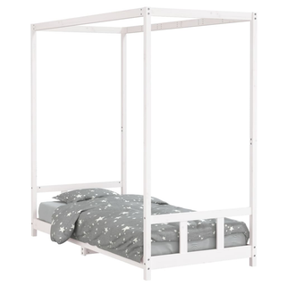 Kids Bed Frame White 90x200 cm Solid Wood Pine - Giant Lobelia