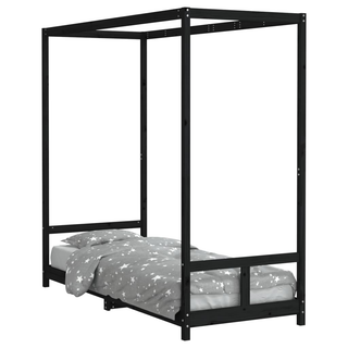 Kids Bed Frame Black 80x200 cm Solid Wood Pine - Giant Lobelia