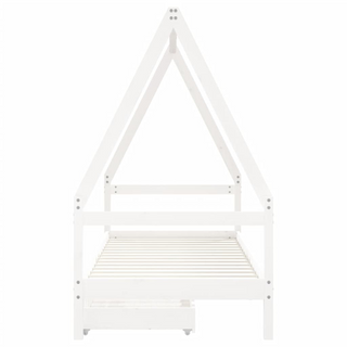 Kids Bed Frame with Drawers White 90x190 cm Solid Wood Pine - Giant Lobelia