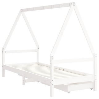 Kids Bed Frame with Drawers White 90x190 cm Solid Wood Pine - Giant Lobelia